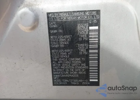 2016 Nissan Rogue Sv из США, поврежденный, VIN KNMAT2MV8GP642531